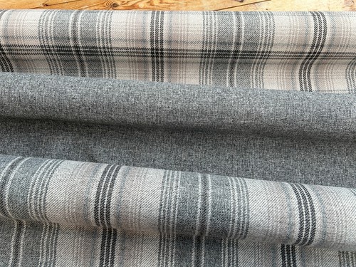 Woolen check strpe fabric - , next